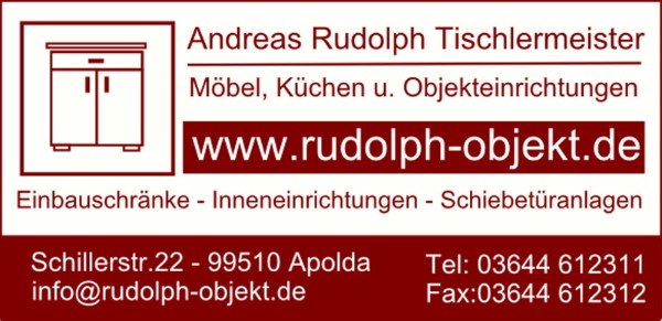 www.rudolph-objekt.de Tischlermeister Andreas Rudolph Apolda Jena Weimar Erfurt Naumburg Ladenbau u Objekteinrichtungen Inneneinrichtungen Schränke Küchen Möbel Schreiner Tischler www.rudolph-objekt.de Tischlermeister Andreas Rudolph Apolda Jena Weimar Erfurt Naumburg Ladenbau u Objekteinrichtungen Inneneinrichtungen Schränke Küchen Möbel Schreiner Tischler